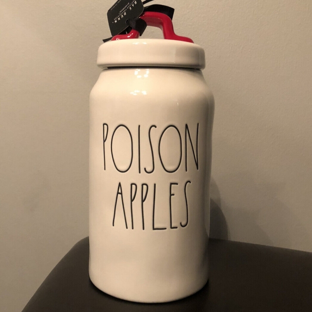 RAE DUNN Disney Villains LL "POISON APPLES" Double Sided Evil Queen Canister NWT